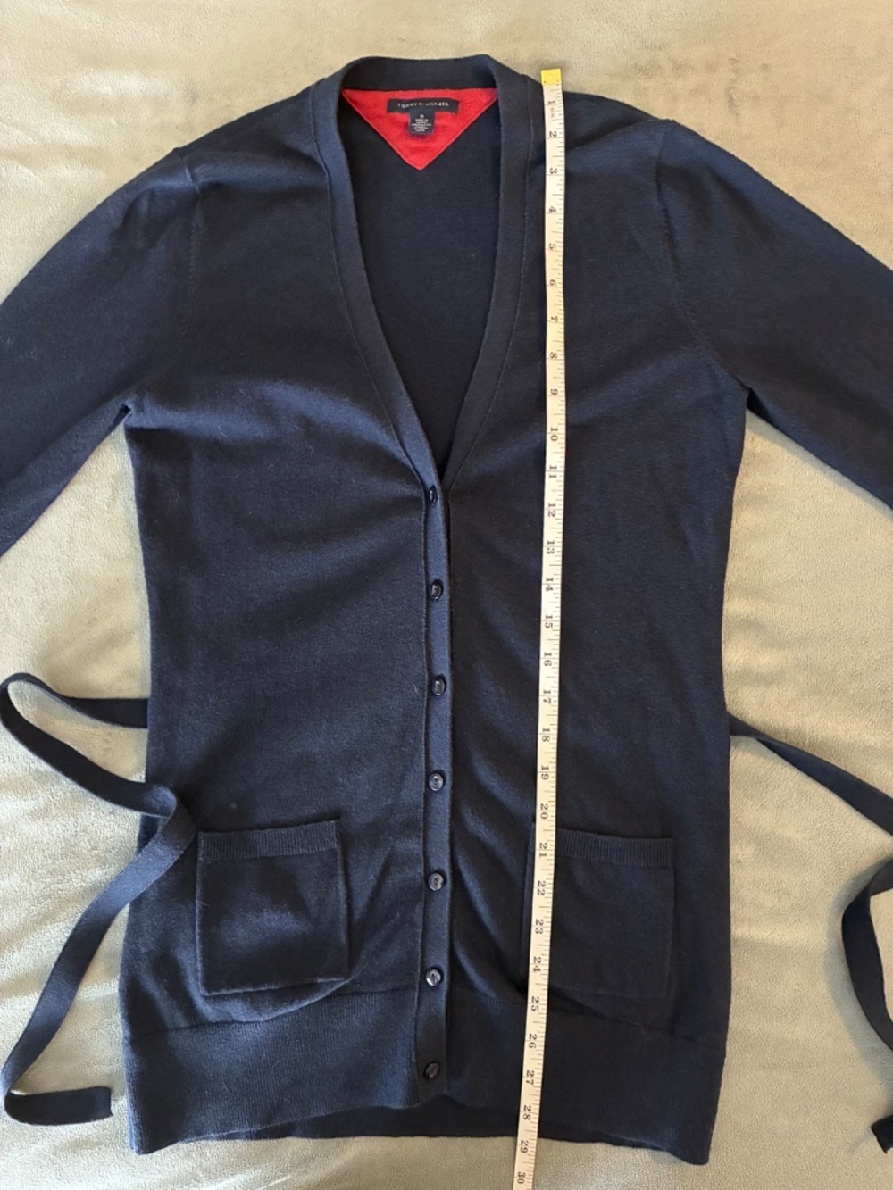 Tommy Hilfiger 4% Cashmere Blend Button Up Cardigan Waist Tie - Picture 9 of 10